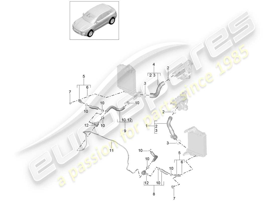 porsche 2018 (macan) für fahrzeuge mit aufladung ersatzteildiagramm
