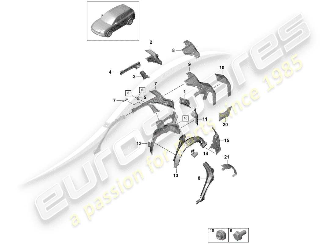 porsche 2019 (cayenne e3 9ya/9yb) seitenwand teilediagramm