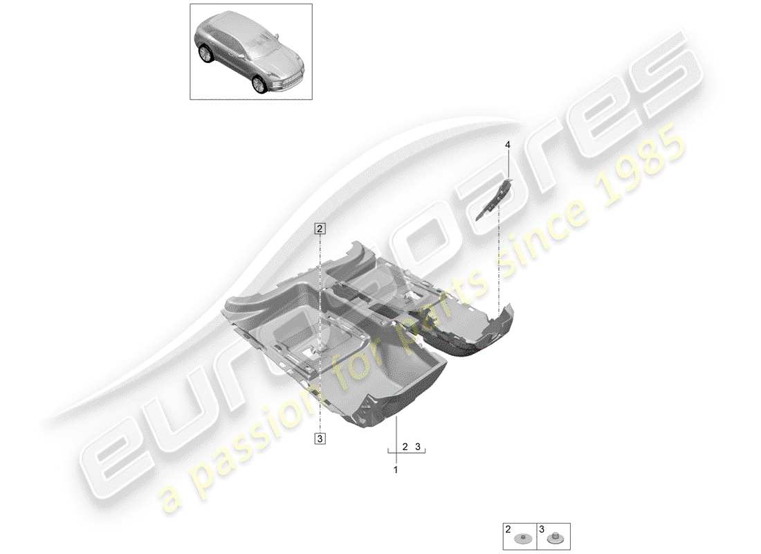 porsche 2019 (macan) bodenabdeckung ersatzteildiagramm