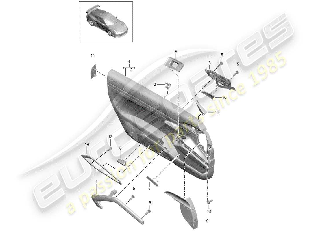 porsche 2017 (991-2 turbo) teilediagramm für türverkleidung