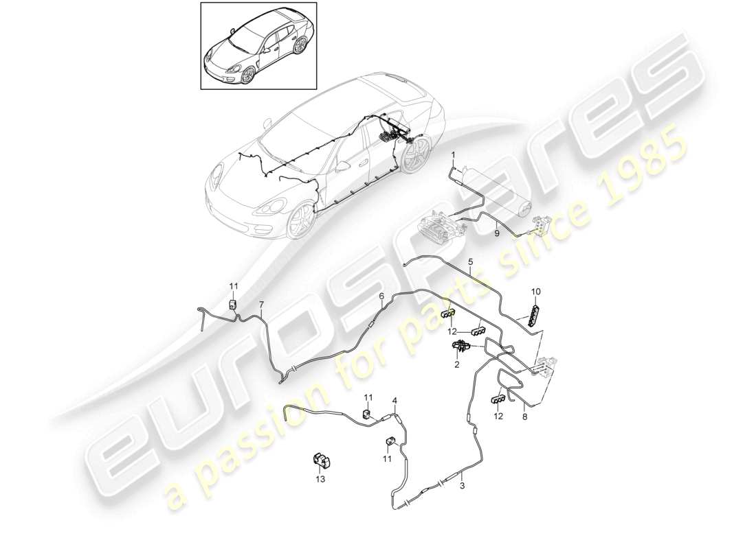 porsche 2010 (cayenne e1 9pa) adaptive federung luftleitung teilediagramm