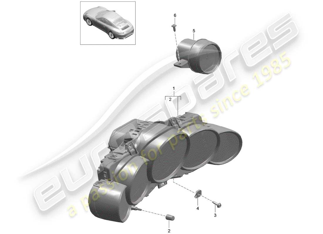 porsche 2017 (991-2) instrumentenkombination ersatzteildiagramm