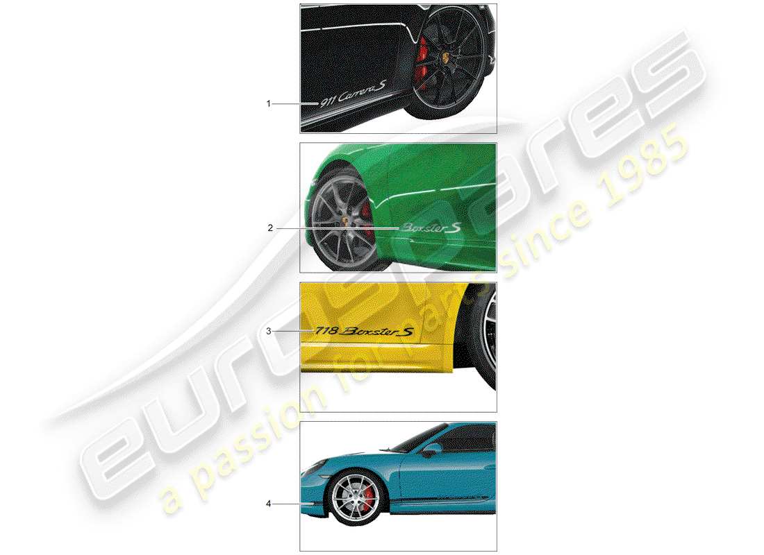 porsche 2012 (tequipment 98x/99x) trim foil ersatzteildiagramm