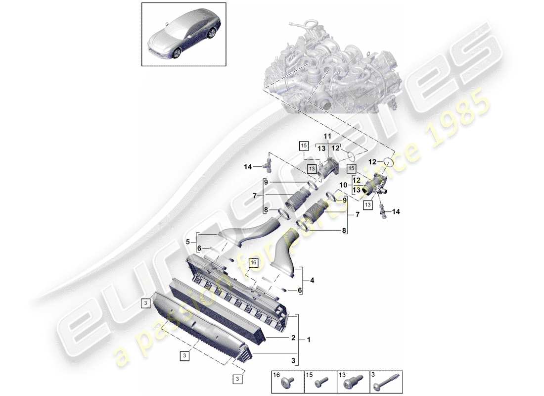 porsche 2019 (panamera 971-1) luftfiltergehäuse - ersatzteildiagramm