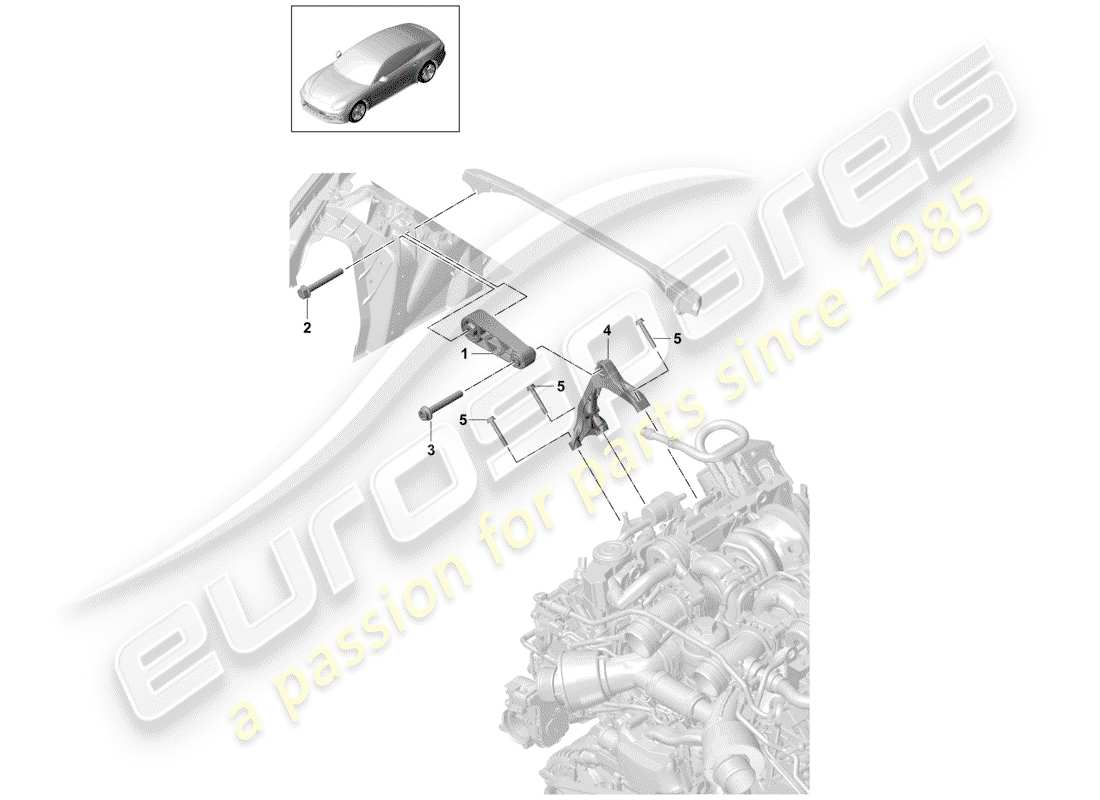 porsche 2017 (panamera 971-1) motoraufhängung teilediagramm