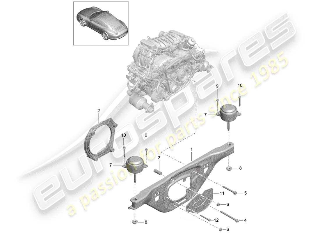 porsche 2014 (991-1) motoraufhängung teilediagramm
