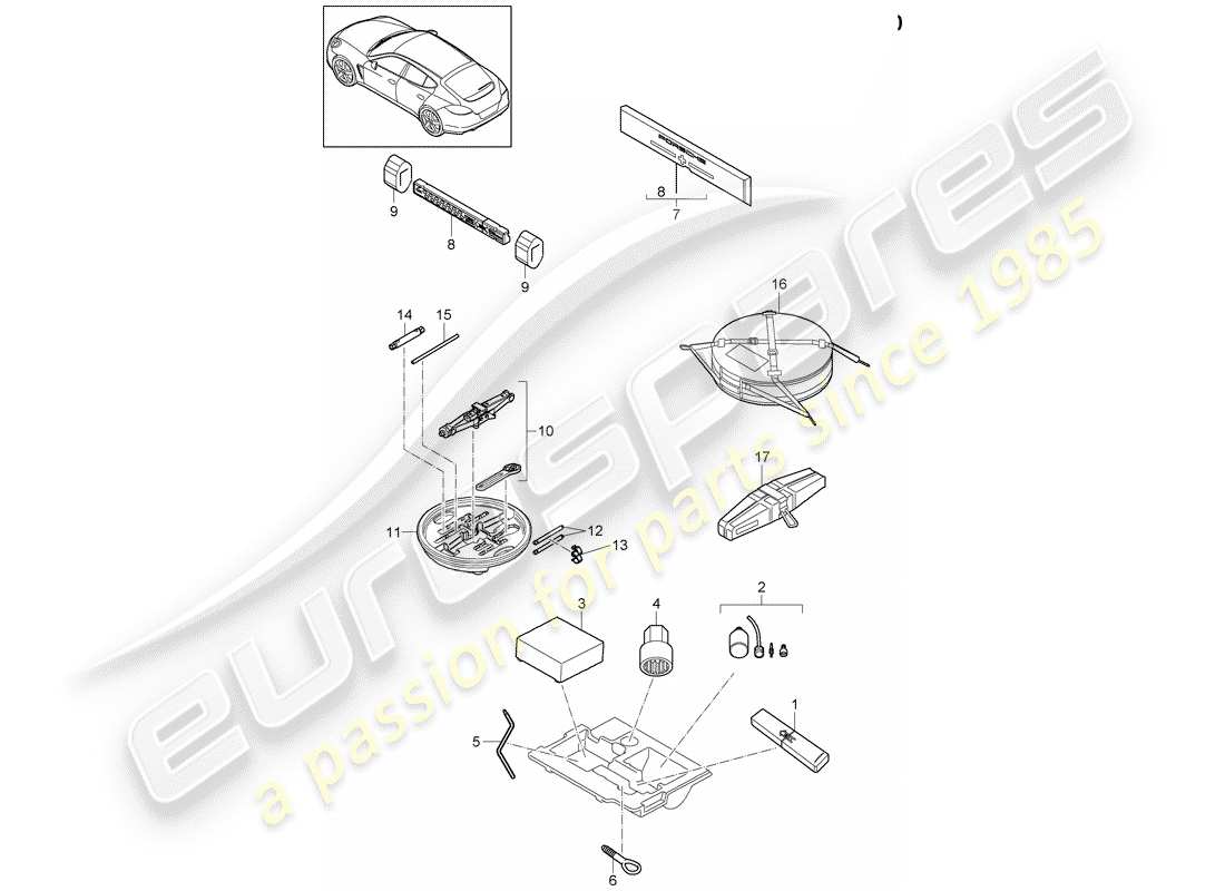 porsche 2010 (panamera 970) werkzeug-teilediagramm