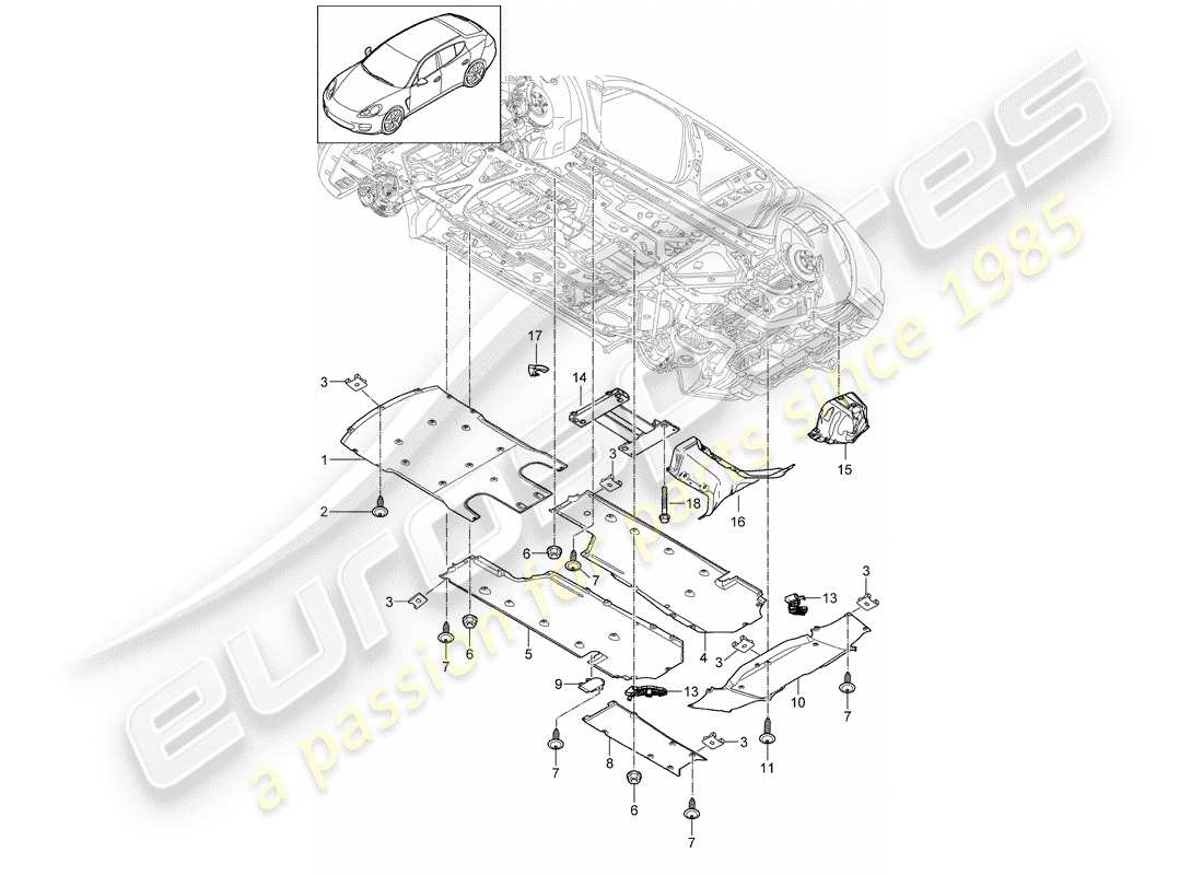 porsche 2010 (panamera 970) lining ersatzteildiagramm