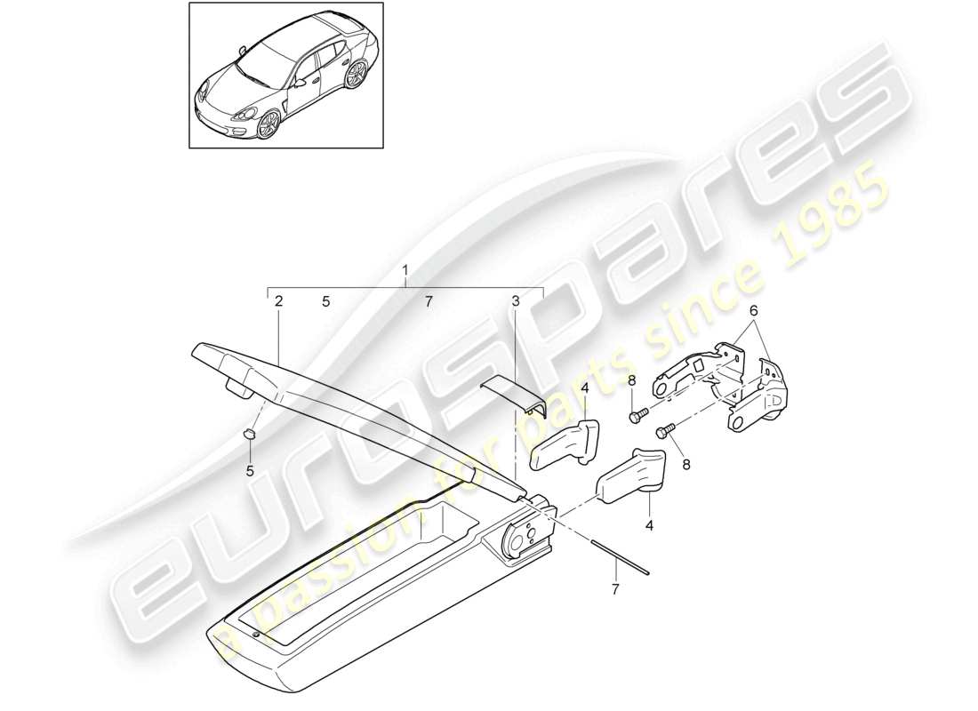 porsche 2010 (cayenne e1 9pa) armlehne mitte rücksitzlehne teilediagramm