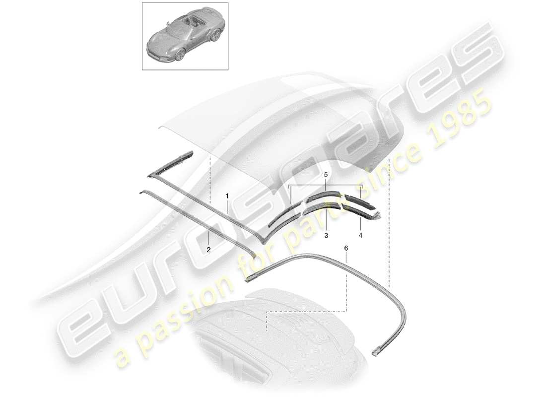 porsche 2019 (991-2 turbo) cabrioverdeck teilediagramm