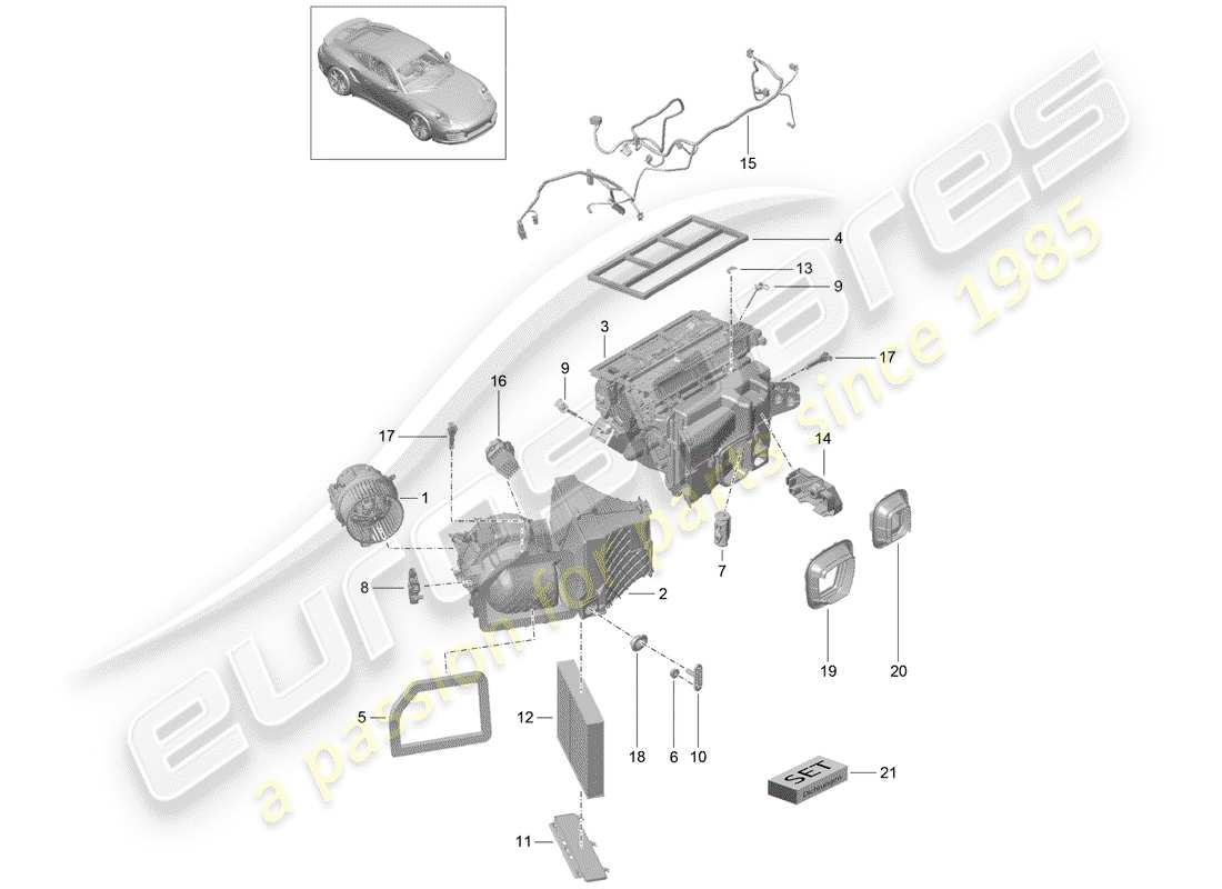 porsche 2019 (991-2 turbo) klimaanlage teilediagramm