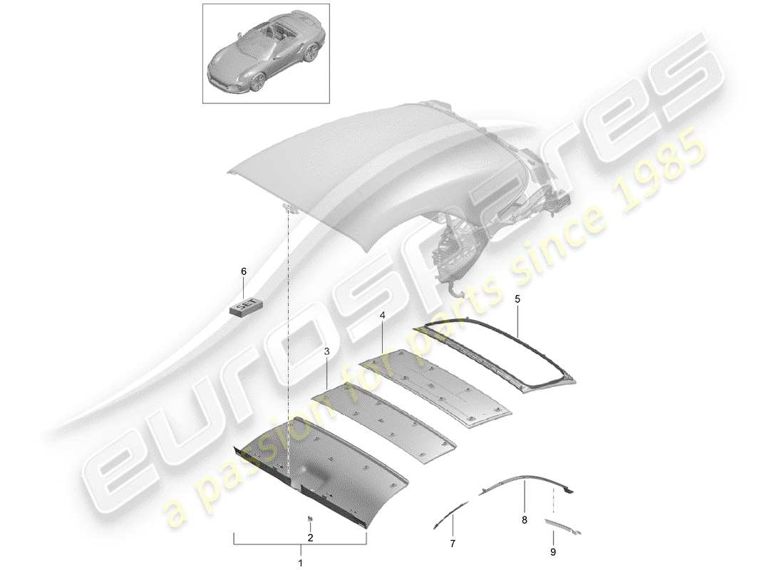 porsche 2014 (991-1 turbo) cabrioverdeck-ersatzteildiagramm