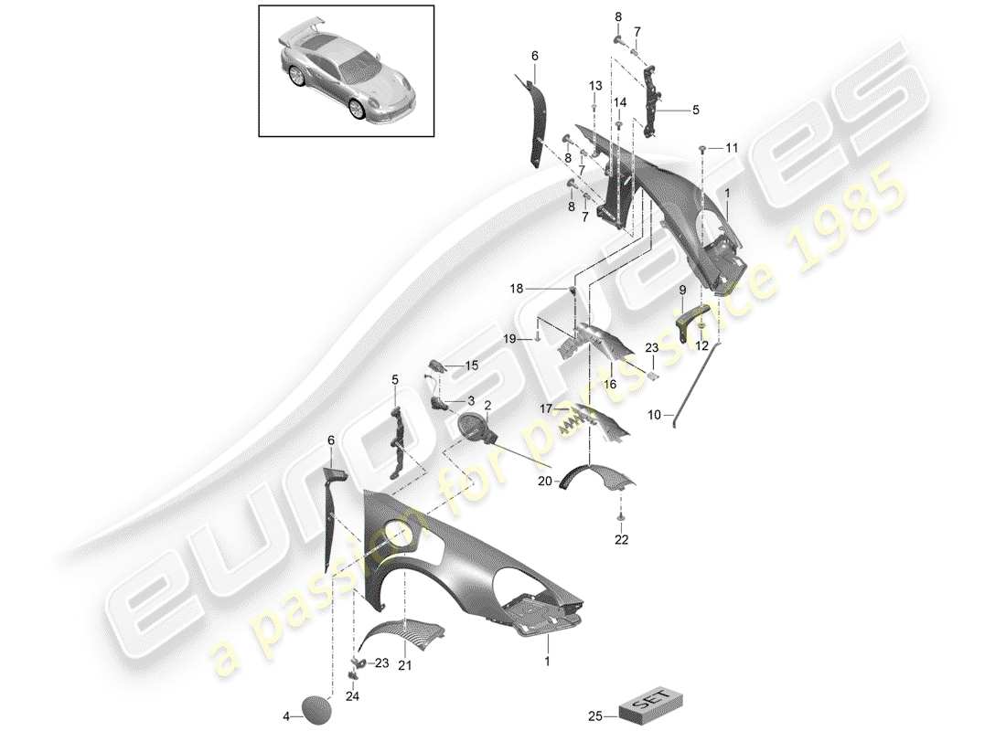 porsche 2014 (991-1 turbo) fender-teilediagramm