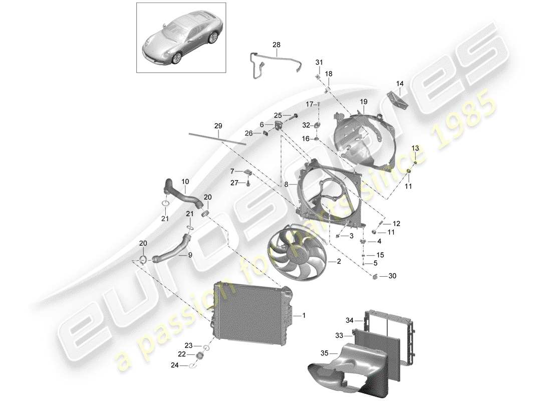porsche 2020 (991-2) wasserkühlung teilediagramm