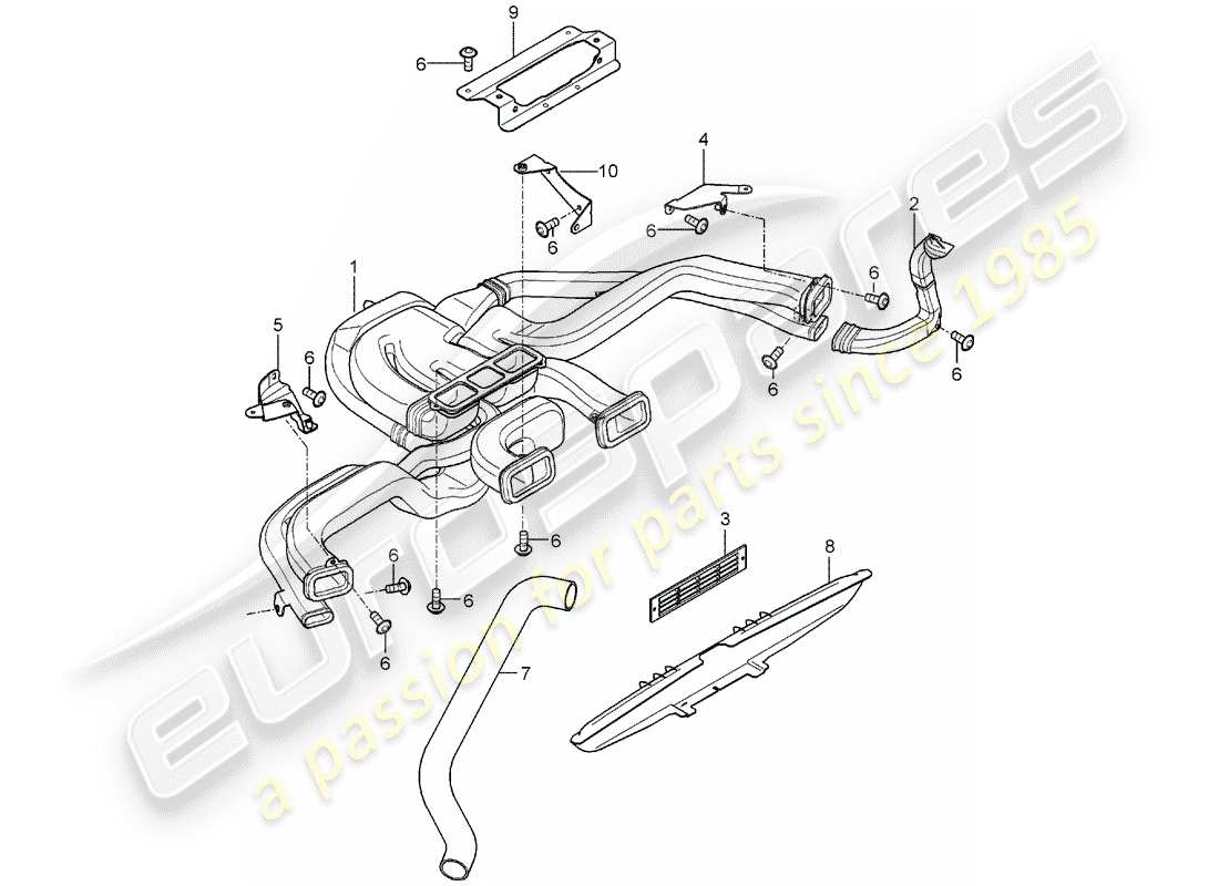 porsche 2004 (carrera gt) heizung - luftverteiler ersatzteildiagramm