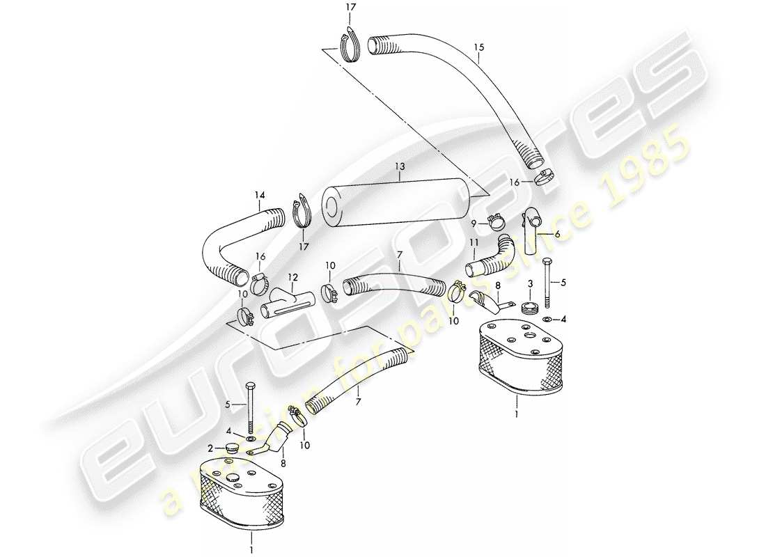porsche 1969 (911/912) ölbefeuchteter luftfilter - für fahrzeuge mit - 5-speed - getriebe - nicht für: - (i),(f) - für - (usa) - m 075 0001 >> ersatzteildiagramm