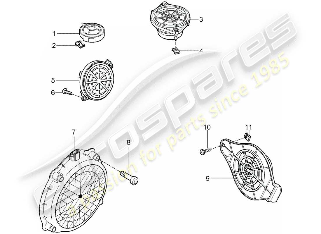 porsche 2010 (997-2 gt3) lautsprecher-teilediagramm