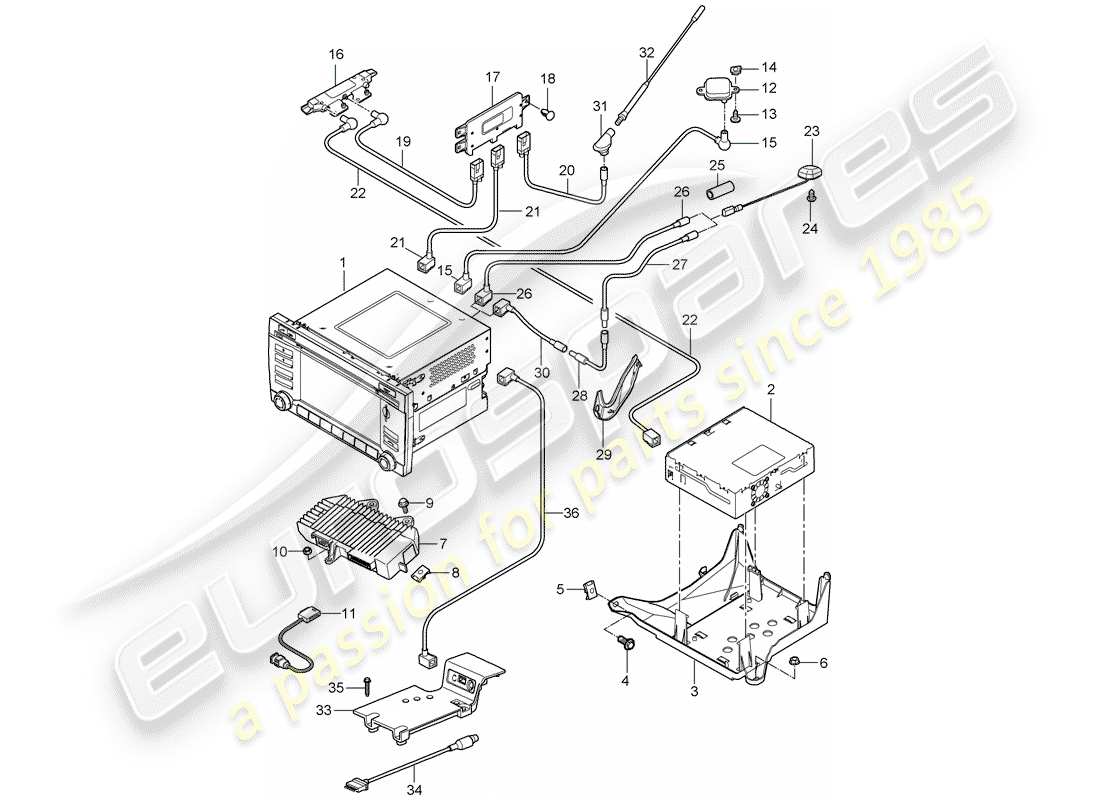 porsche 2007 (997-1 turbo / gt2) bedieneinheit teilediagramm