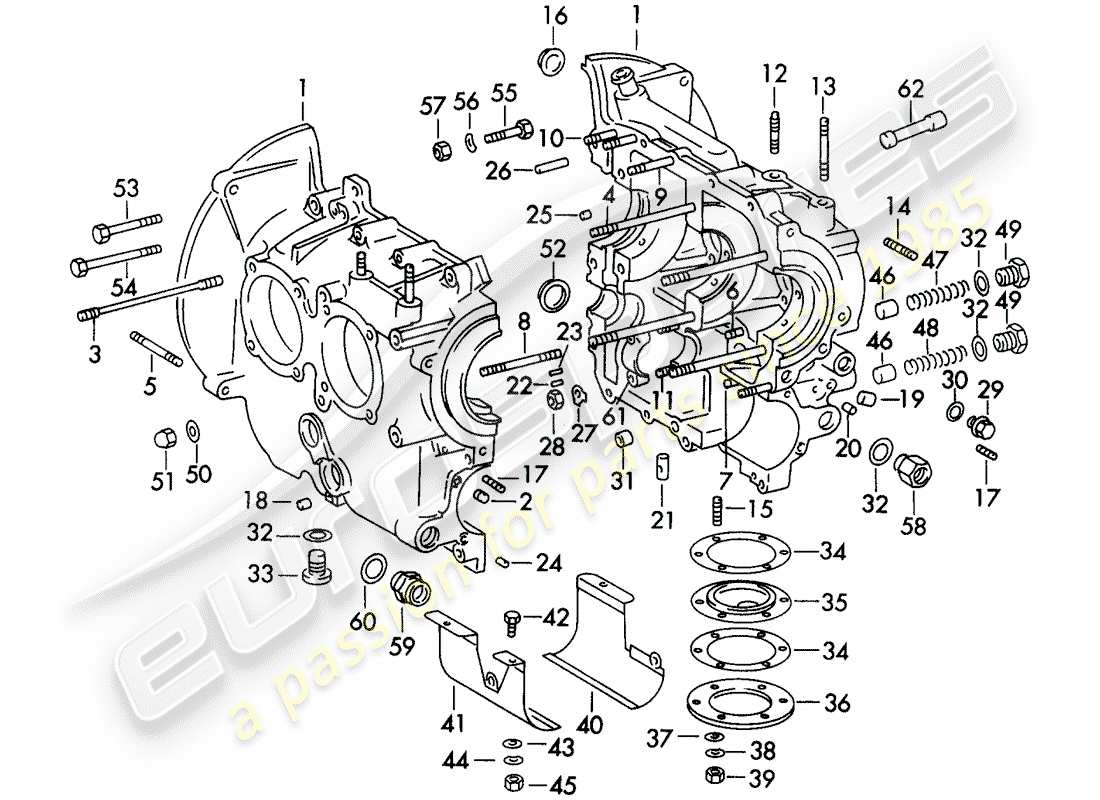 porsche 1965 (356b/356c) kurbelgehäuse-teilediagramm