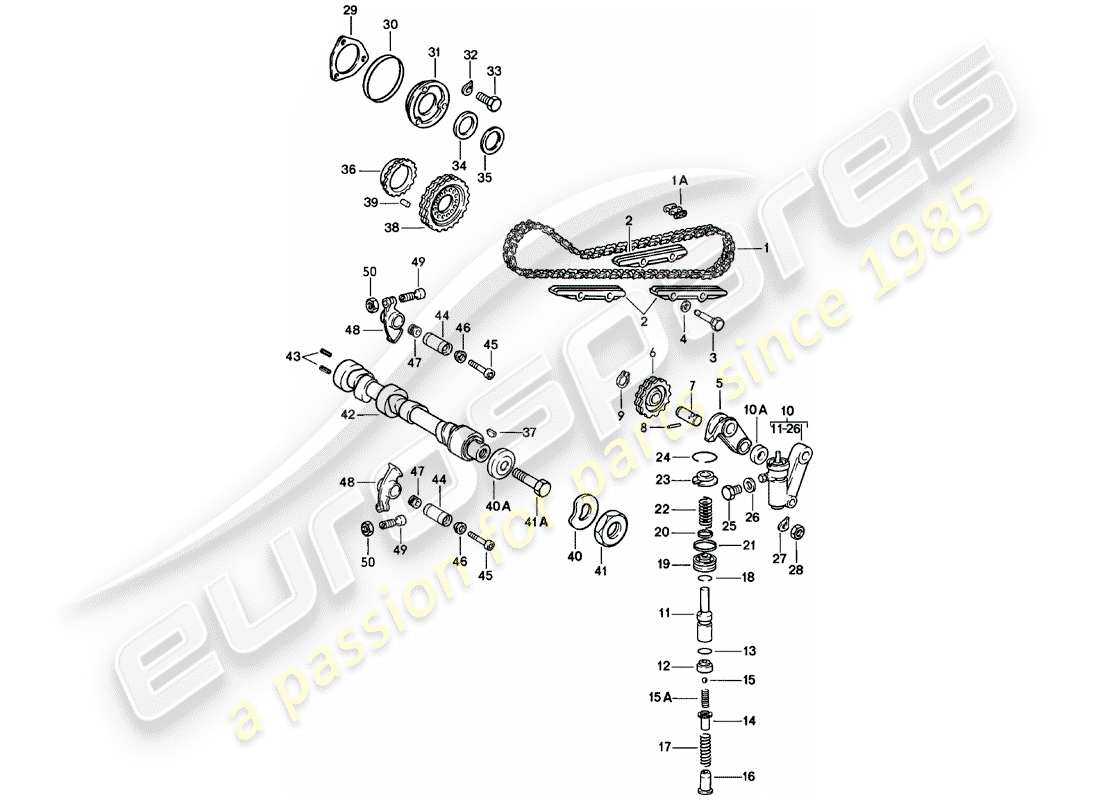 porsche 1979 (911) ventilsteuerung teilediagramm