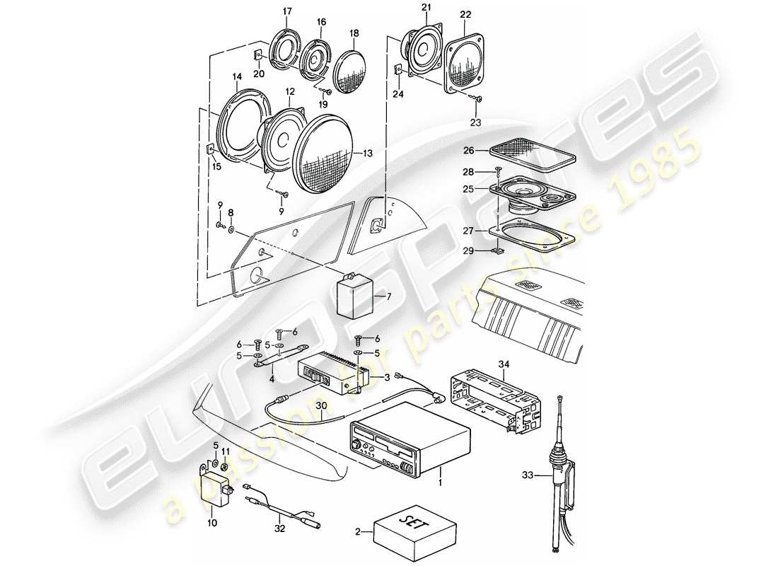 porsche 1989 (911) radioeinheit - lautsprecher - einbauteile - siehe tpi - gr.9 , nr.7 , 07/94 - gr.9 , nr.10 , 09/94 ersatzteildiagramm