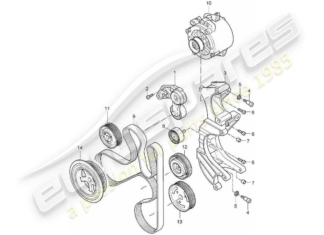 porsche 2004 (cayenne e1 9pa) riemenspanndämpfer ersatzteildiagramm