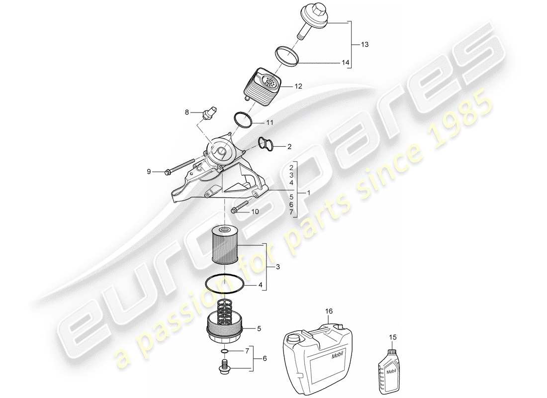 porsche 2004 (cayenne e1 9pa) ölfilter ersatzteildiagramm