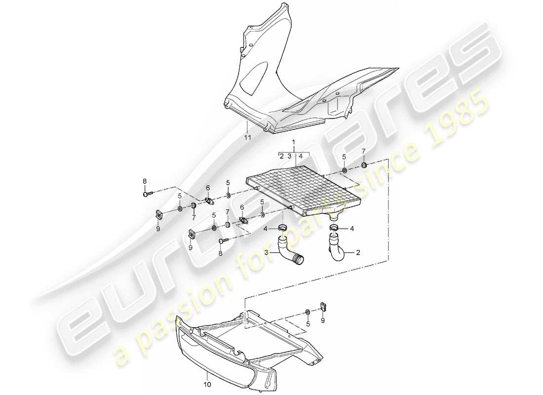 porsche 2005 (carrera gt) kühler-teilediagramm