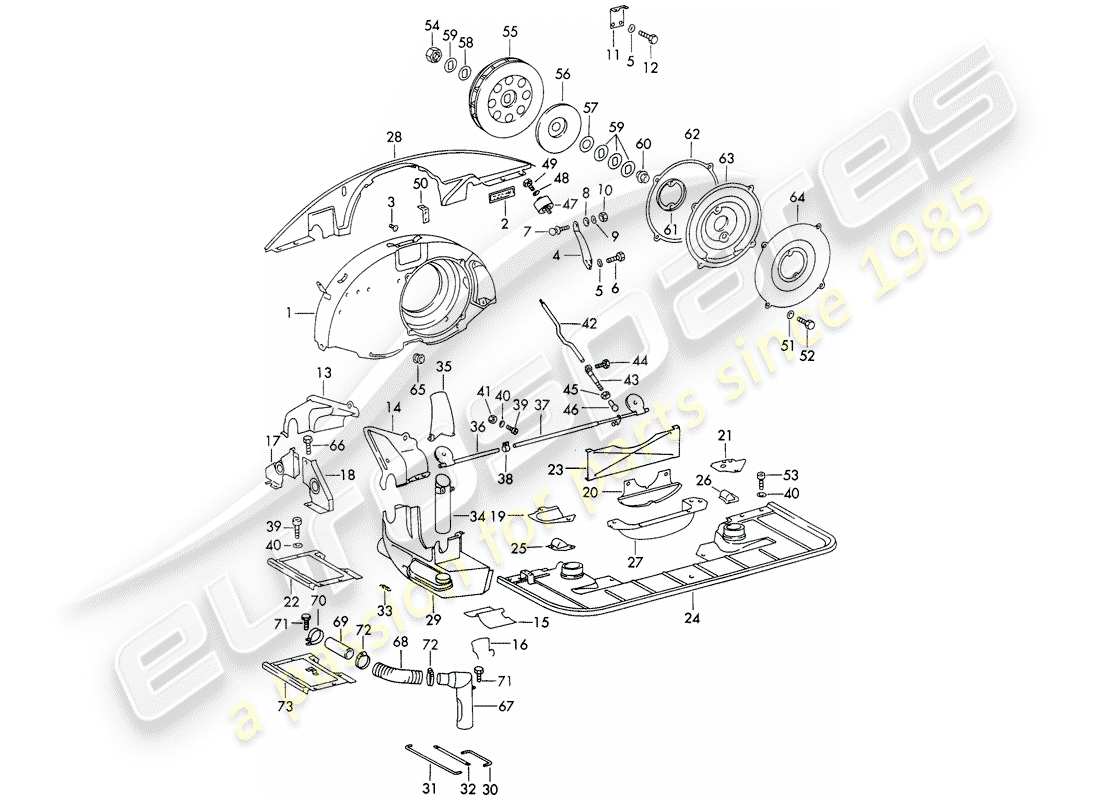 porsche 1968 (911/912) luftkühlung - luftkanal - und - motorabdeckung - nicht für: - (s)(d) ersatzteildiagramm