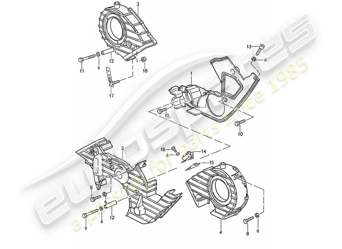 porsche 1989 (928) zahnriemenabdeckung ersatzteildiagramm