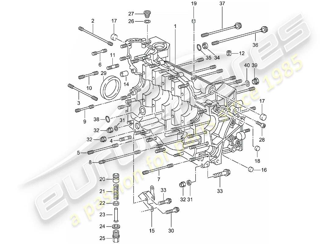 porsche 2004 (996 turbo / gt2) kurbelgehäuse-teilediagramm