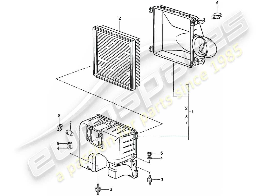 porsche 1989 (911) luftfilter - - reparatursatz für wartung - siehe abbildung: ersatzteildiagramm