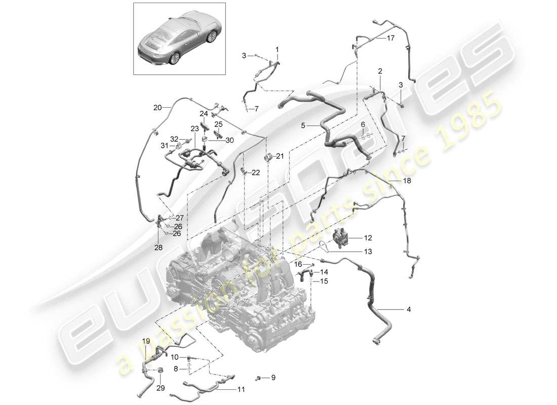 porsche 2018 (991-2) kurbelgehäuseentlüftung teilediagramm