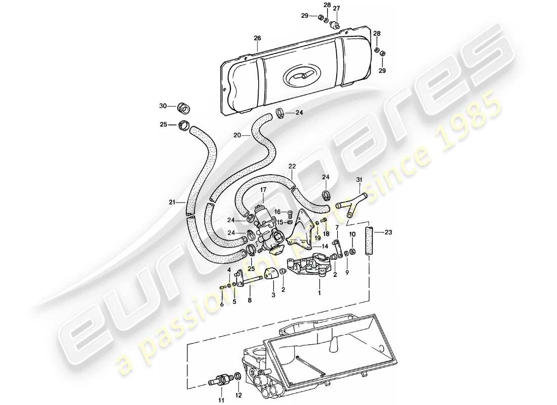 porsche 911 (1979) lieferant - -spm- - vakuumsystem - für - kupplungsausrückung ersatzteildiagramm