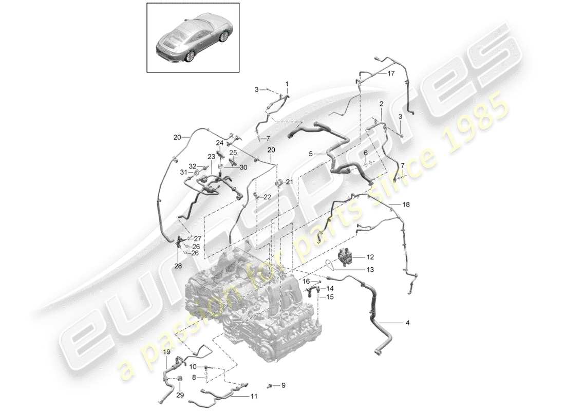 porsche 2017 (991-2) kurbelgehäuse-entlüftung ersatzteildiagramm