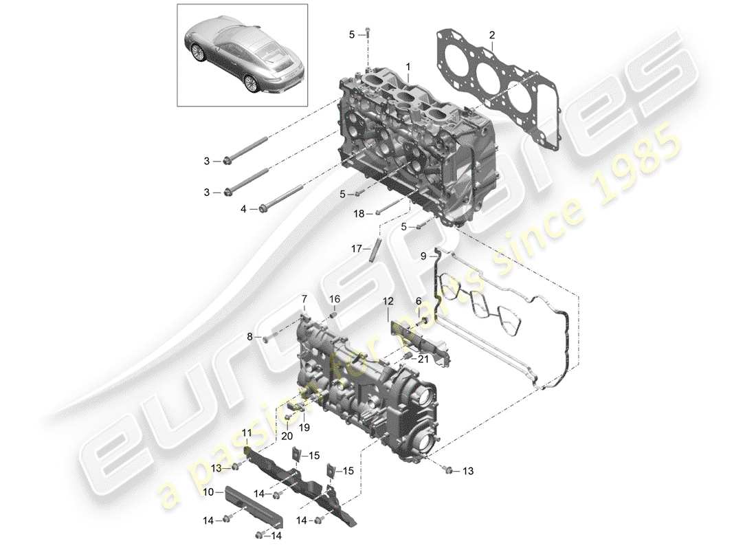 porsche 2018 (991-2) zylinderkopf teilediagramm
