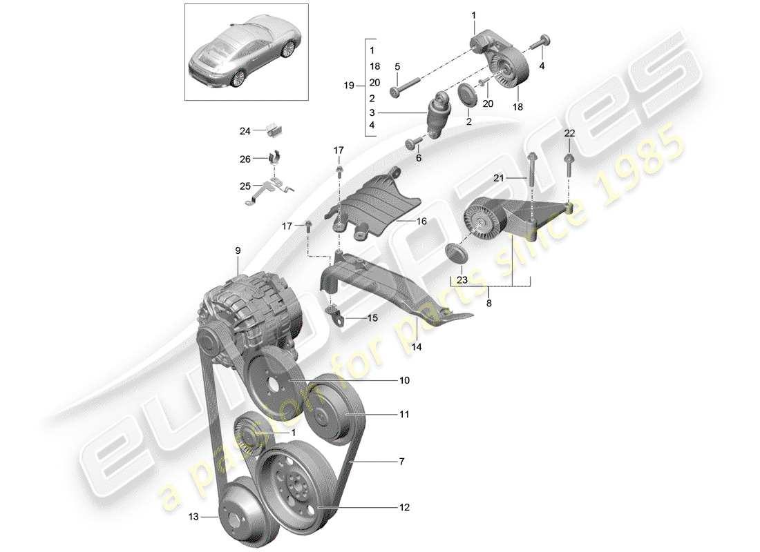 porsche 2020 (991-2) riemenspanndämpfer ersatzteildiagramm