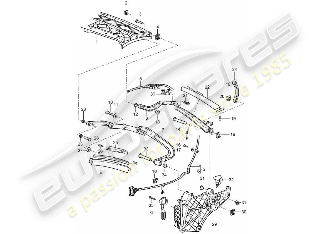 porsche 2006 (997-1) oberer rahmen teilediagramm
