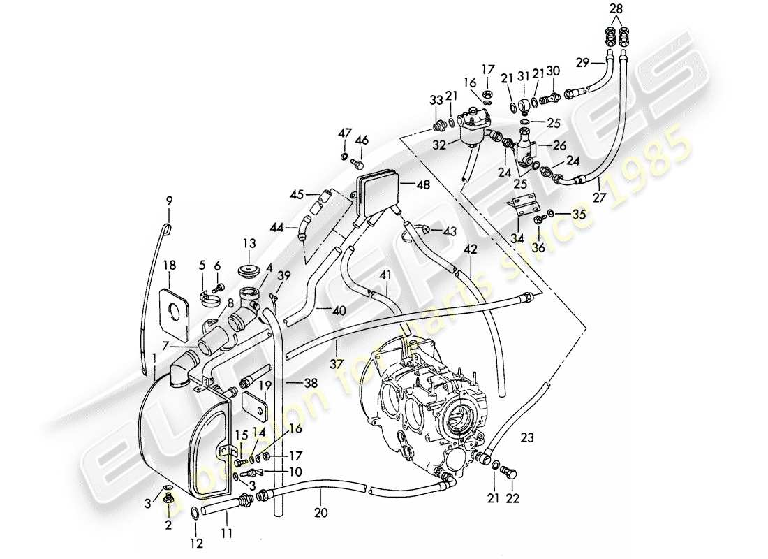 porsche 1965 (356b/356c) motorschmierung teilediagramm