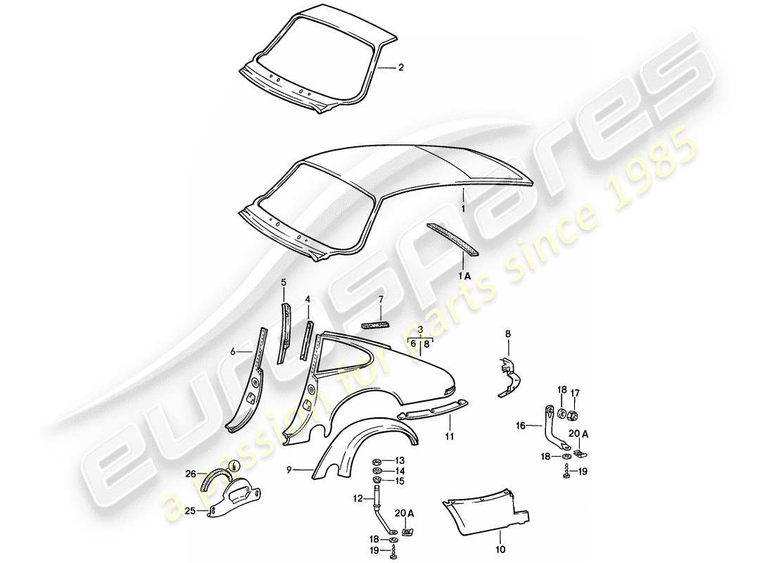 porsche 1989 (911) aussenverkleidung - zur montage werkstattmaterial verwenden ersatzteildiagramm