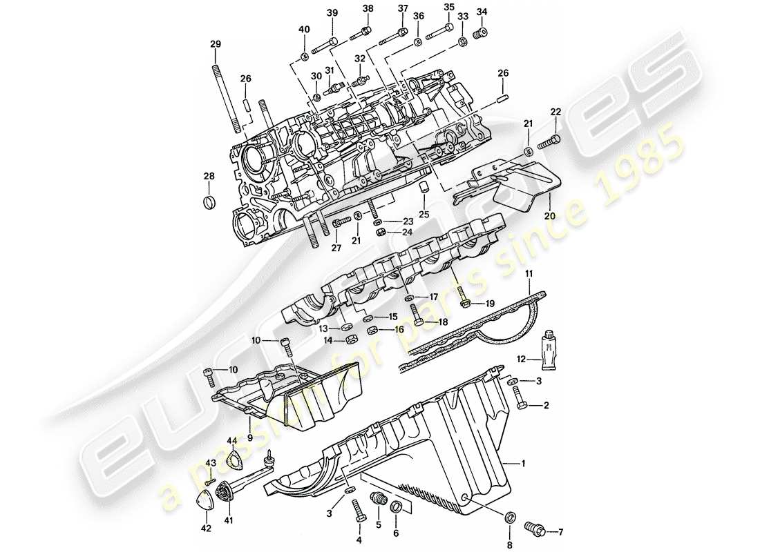 porsche 1988 (944) kurbelgehäuse - befestigungselemente - d - mj 1987>> ersatzteildiagramm