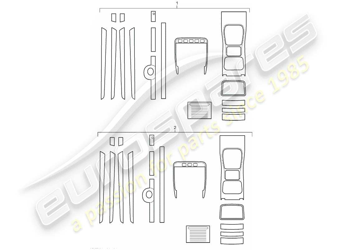 porsche 2019 (tequipment cayenne) 1 set zierleisten für teilediagramm