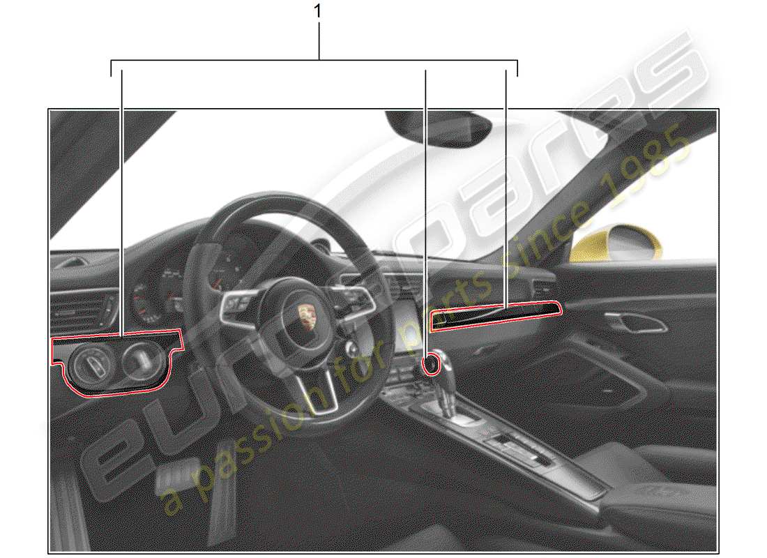 porsche 2020 (tequipment 98x/99x) installationssatz teilediagramm