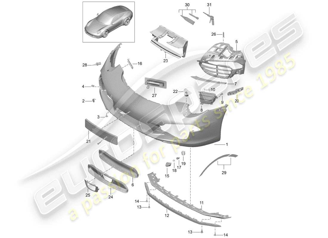 porsche 2016 (991-1) stoßstange ersatzteildiagramm