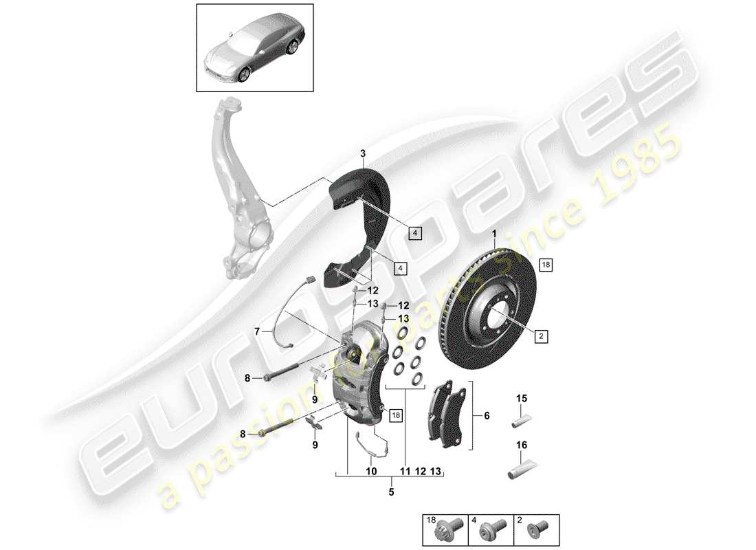 porsche 2020 (panamera 971-1) scheibenbremsen ersatzteildiagramm