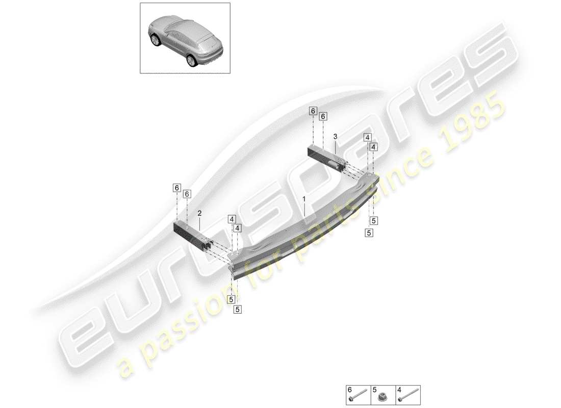 porsche 2019 (macan) stoßstangenhalterung - ersatzteildiagramm