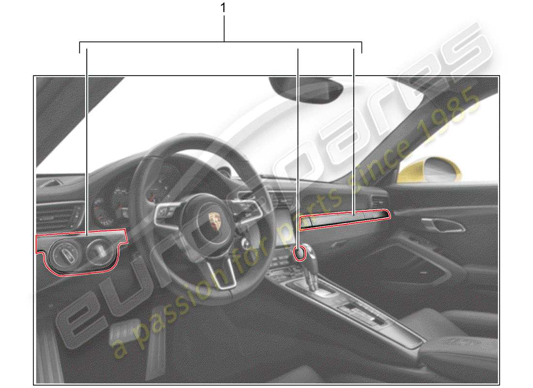 porsche tequipment 98x/99x (2012) installationssatz teilediagramm