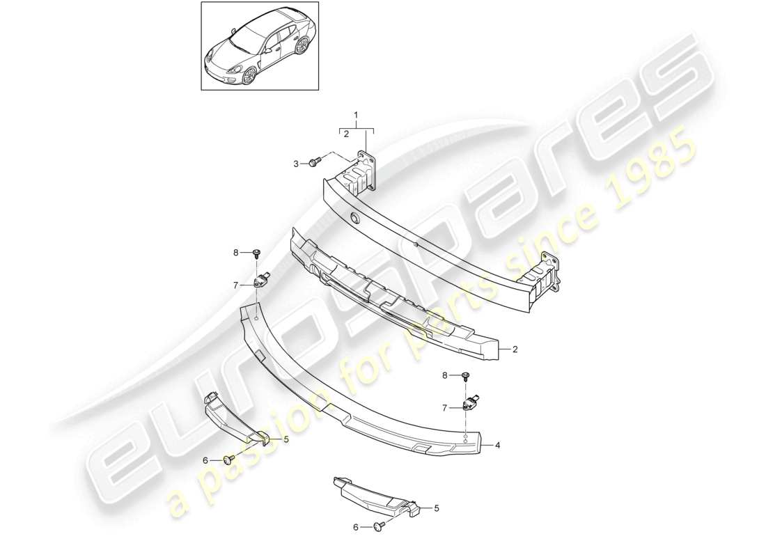 porsche 2010 (cayenne e1 9pa) stoßfängerträger vorne 2nd generation teilediagramm