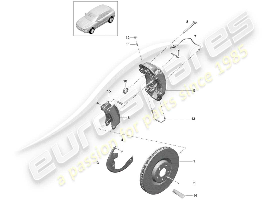 porsche 2018 (macan) scheibenbremsen ersatzteildiagramm