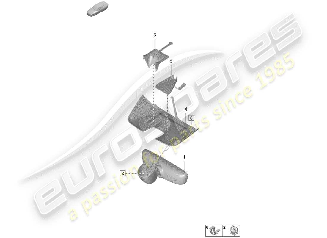 porsche 2020 (992-1) innenspiegel ersatzteildiagramm